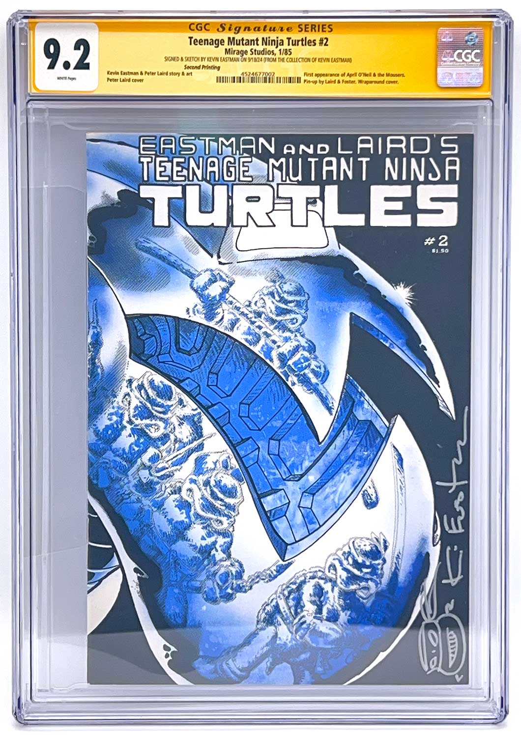 TMNT Book 2 Second Printing CGC Signature Series 9.2 Signed with Gorgeous Remarque