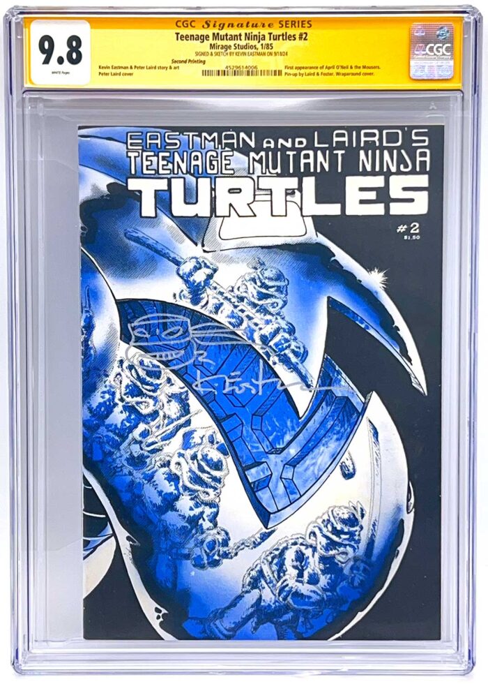 TMNT Book 2 Second Printing CGC Signature Series 9.8 Signed with Gorgeous Remarque