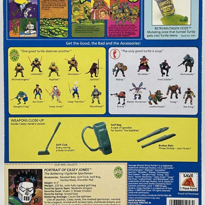 1989 Casey Jones with Hologram COA Signed with Remarque by Kevin Eastman UNPUNCHED