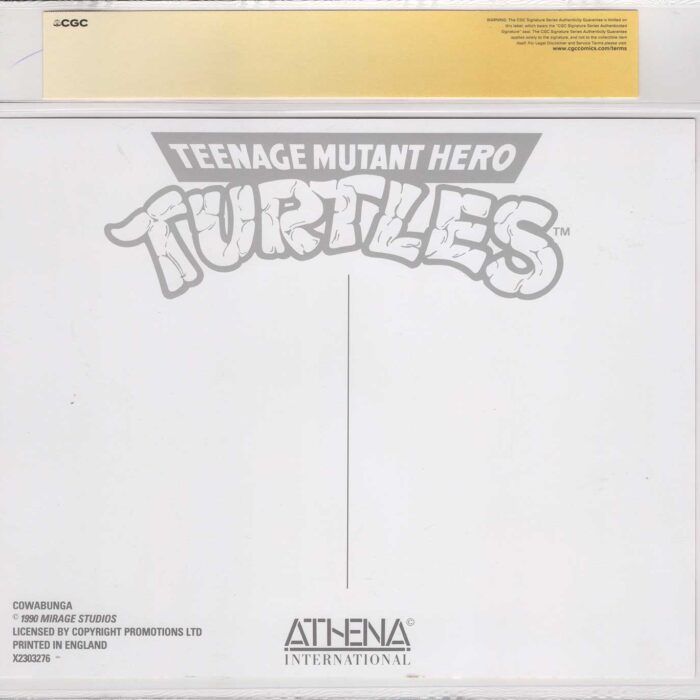 1990 Teenage Mutant Hero Turtles Promotional Colour Print Signed and CGC Signature Series Authenticated  COWABUNGA