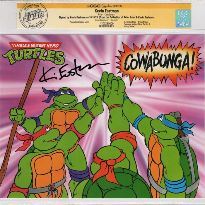 1990 Teenage Mutant Hero Turtles Promotional Colour Print Signed and CGC Signature Series Authenticated  COWABUNGA