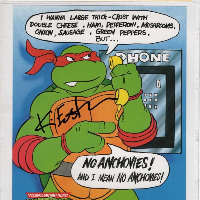 1990 Teenage Mutant Hero Turtles Promotional Colour Print Signed and CGC Signature Series Authenticated No Anchovies