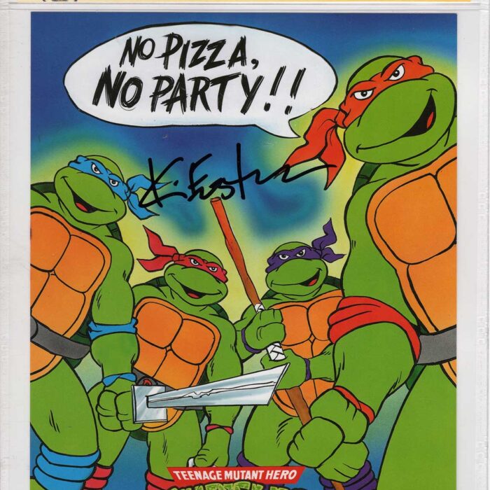 1990 Teenage Mutant Hero Turtles Promotional Colour Print Signed and CGC Signature Series Authenticated No Pizza,No Party