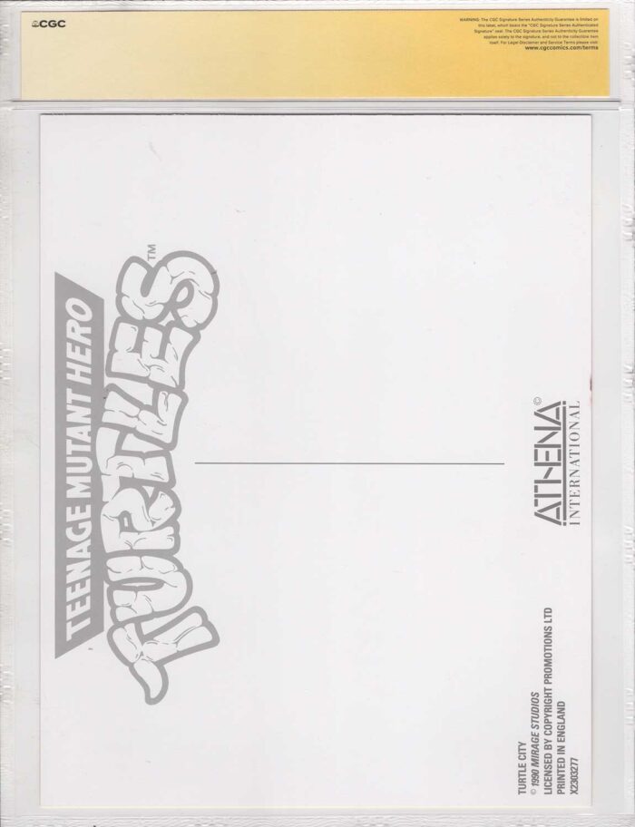 1990 Teenage Mutant Hero Turtles Promotional Colour Print Signed and CGC Signature Series Authenticated Turtle City