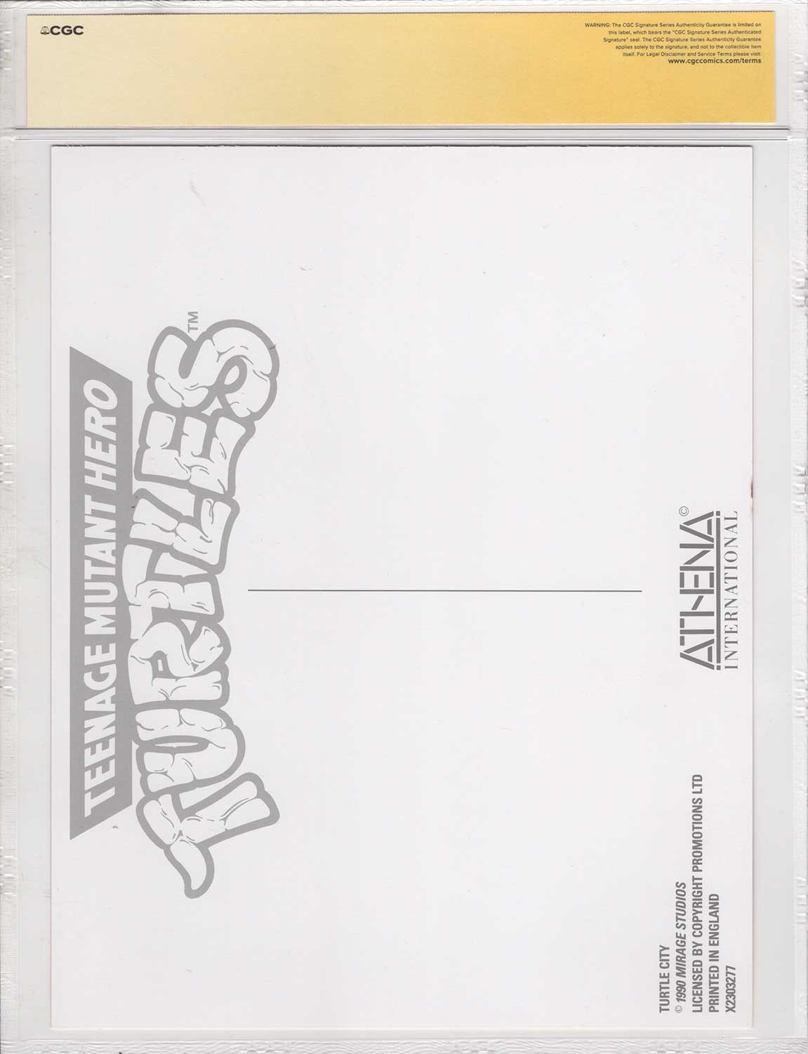 1990 Teenage Mutant Hero Turtles Promotional Colour Print Signed and CGC Signature Series Authenticated Turtle City - Image 2