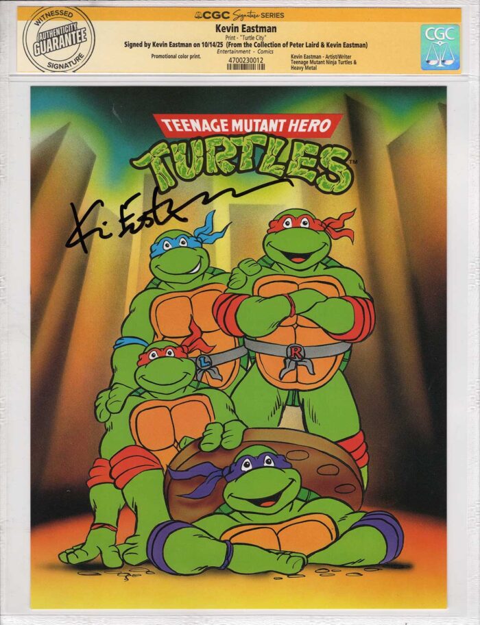 1990 Teenage Mutant Hero Turtles Promotional Colour Print Signed and CGC Signature Series Authenticated Turtle City