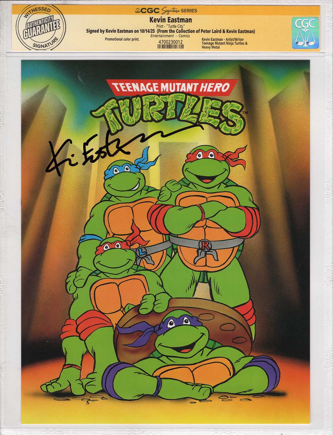 1990 Teenage Mutant Hero Turtles Promotional Colour Print Signed and CGC Signature Series Authenticated Turtle City