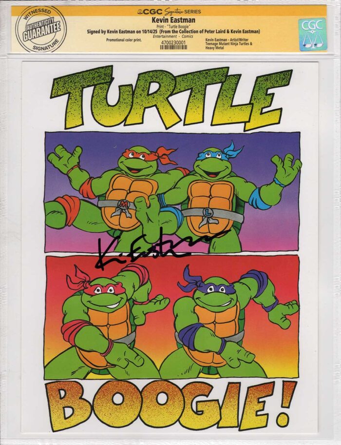 1990 Teenage Mutant Hero Turtles Promotional Colour Print Signed and CGC Signature Series Authenticated Turtle Boogie