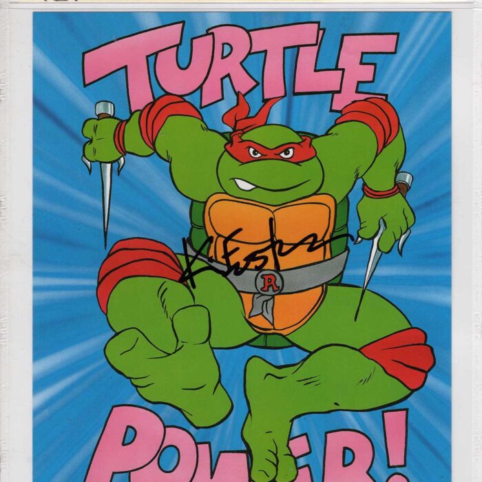 1990 Teenage Mutant Hero Turtles Promotional Colour Print Signed and CGC Signature Series Authenticated Turtle Power