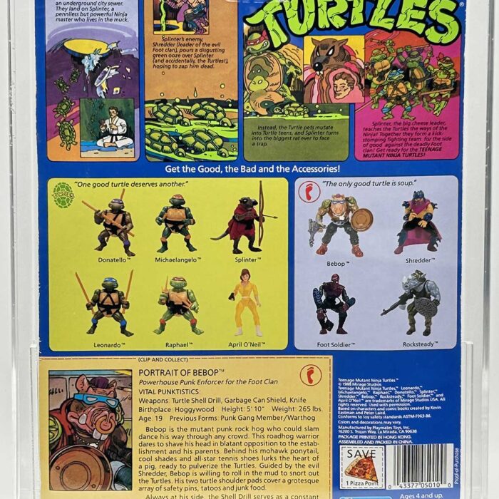 1988 Playmates TMNT Bebop Softhead 10 Back, On An Unpunched Card – Signed with Remarque