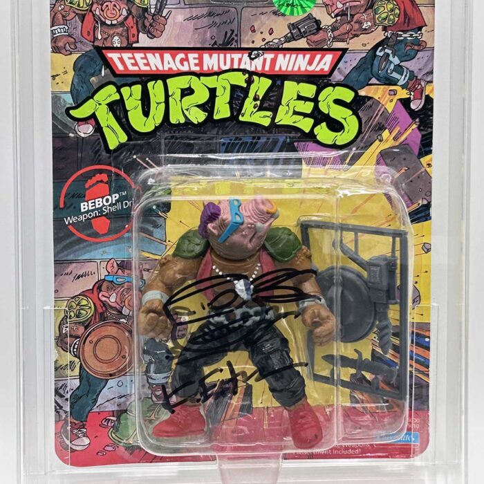 1988 Playmates TMNT Bebop Softhead 10 Back, On An Unpunched Card – Signed with Remarque