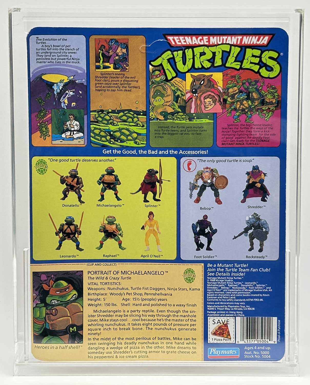 1988 Playmates TMNT Michaelangelo 10 Back, Mint On An Unpunched Card - Signed with Remarque - Image 2
