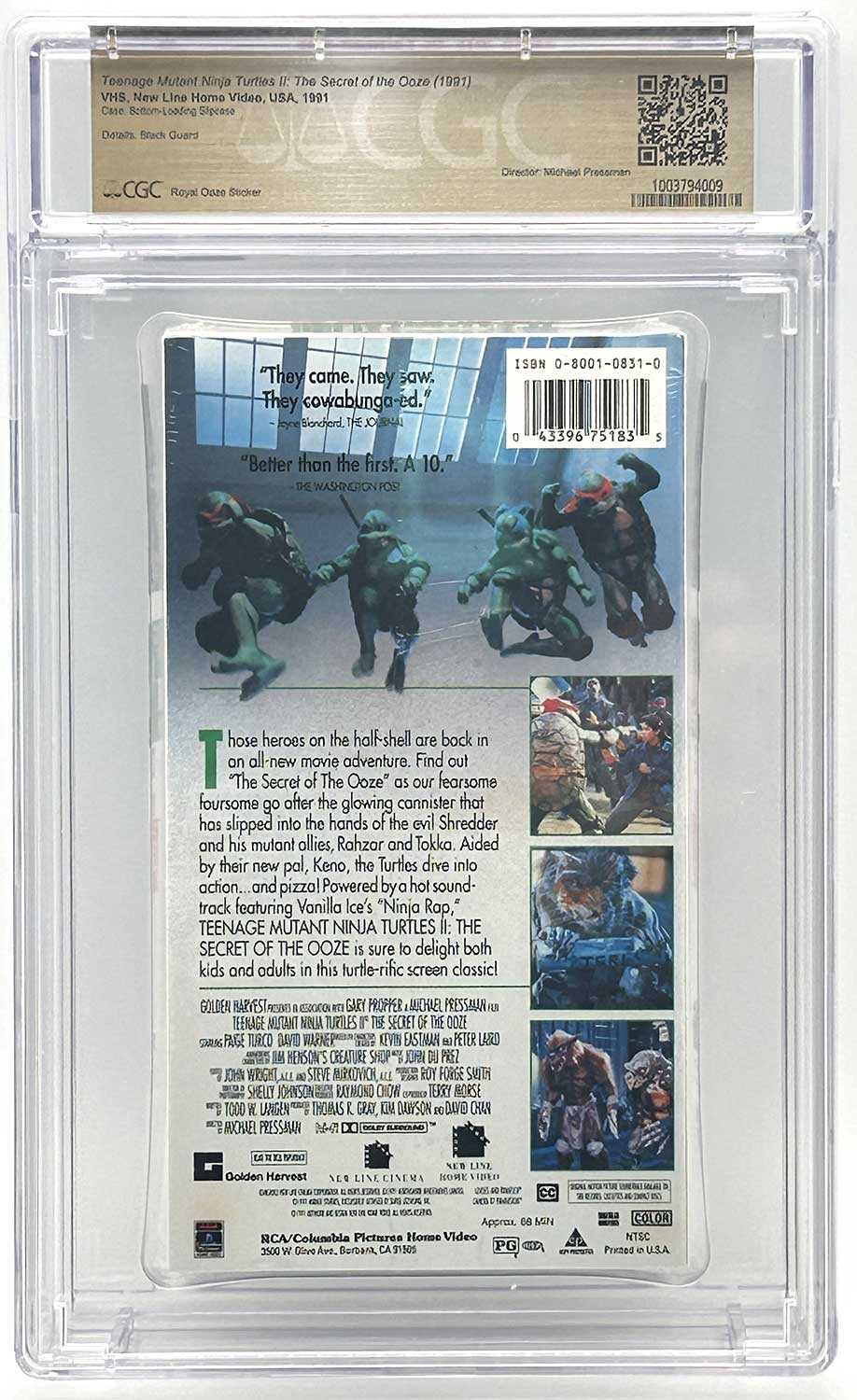 TMNT Movie 2: The Secret of the Ooze 1991 VHS CGC Pedigree Grade 9.8 - Image 2