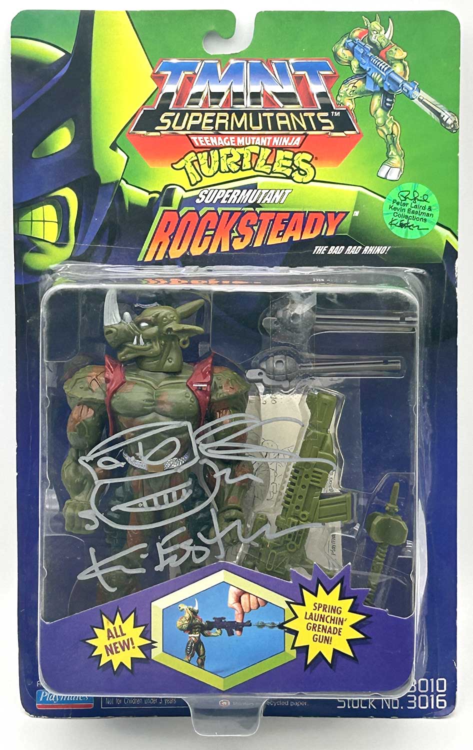 1994 Supermutant Rocksteady with Hologram COA Signed with Remarque by Kevin Eastman