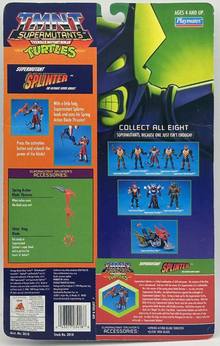 1994 Supermutant Splinter with Hologram COA Signed with Remarque by Kevin Eastman
