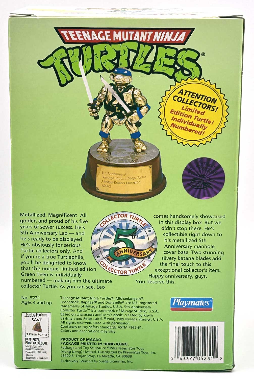 TMNT Playmates 5th Anniversary Collector's Turtle LEO Signed by Kevin with Headsketch Remarque and Hologram COAs - Image 3