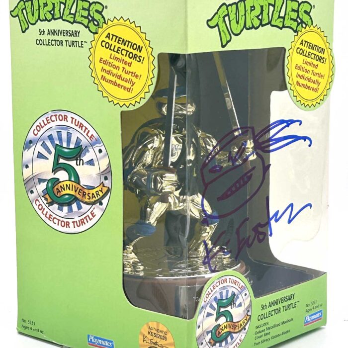 TMNT Playmates 5th Anniversary Collector’s Turtle LEO Signed by Kevin with Headsketch Remarque and Hologram COAs