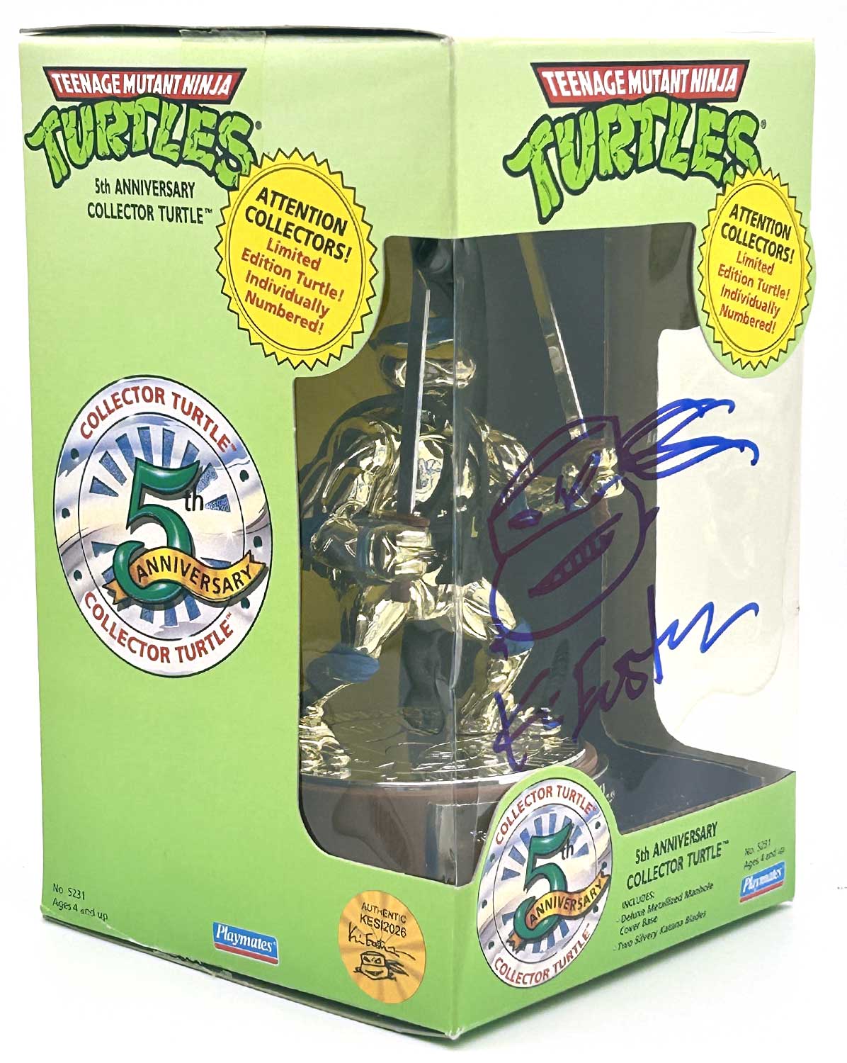 TMNT Playmates 5th Anniversary Collector's Turtle LEO Signed by Kevin with Headsketch Remarque and Hologram COAs - Image 2