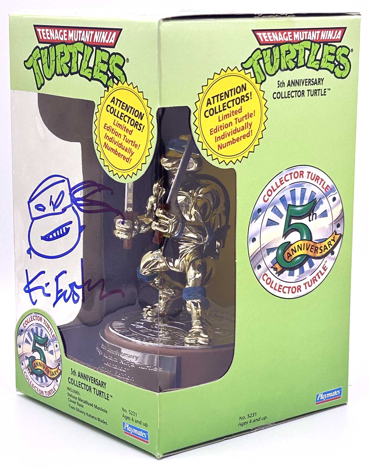 TMNT Playmates 5th Anniversary Collector's Turtle LEO Signed by Kevin with Headsketch Remarque and Hologram COAs - Image 6