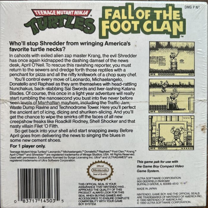 1990 TMNT Fall of the Foot Clan Nintendo Game Boy SEALED SIGNED from Eastman Personal Collection