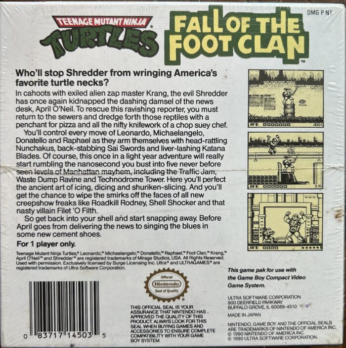 1990 TMNT Fall of the Foot Clan Nintendo Game Boy SEALED SIGNED from Eastman Personal Collection