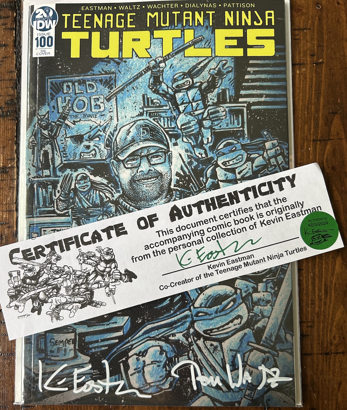 TMNT 100 Tom Waltz Secret Variant - Signed by Kevin and Tom - Image 2