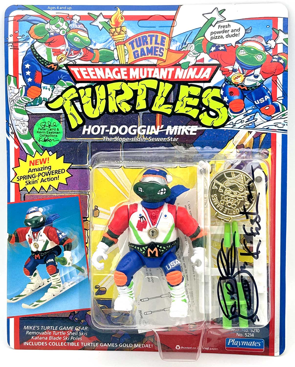 1992 Hot Doggin' Mike with Hologram COA Signed by Kevin Eastman with Remarque