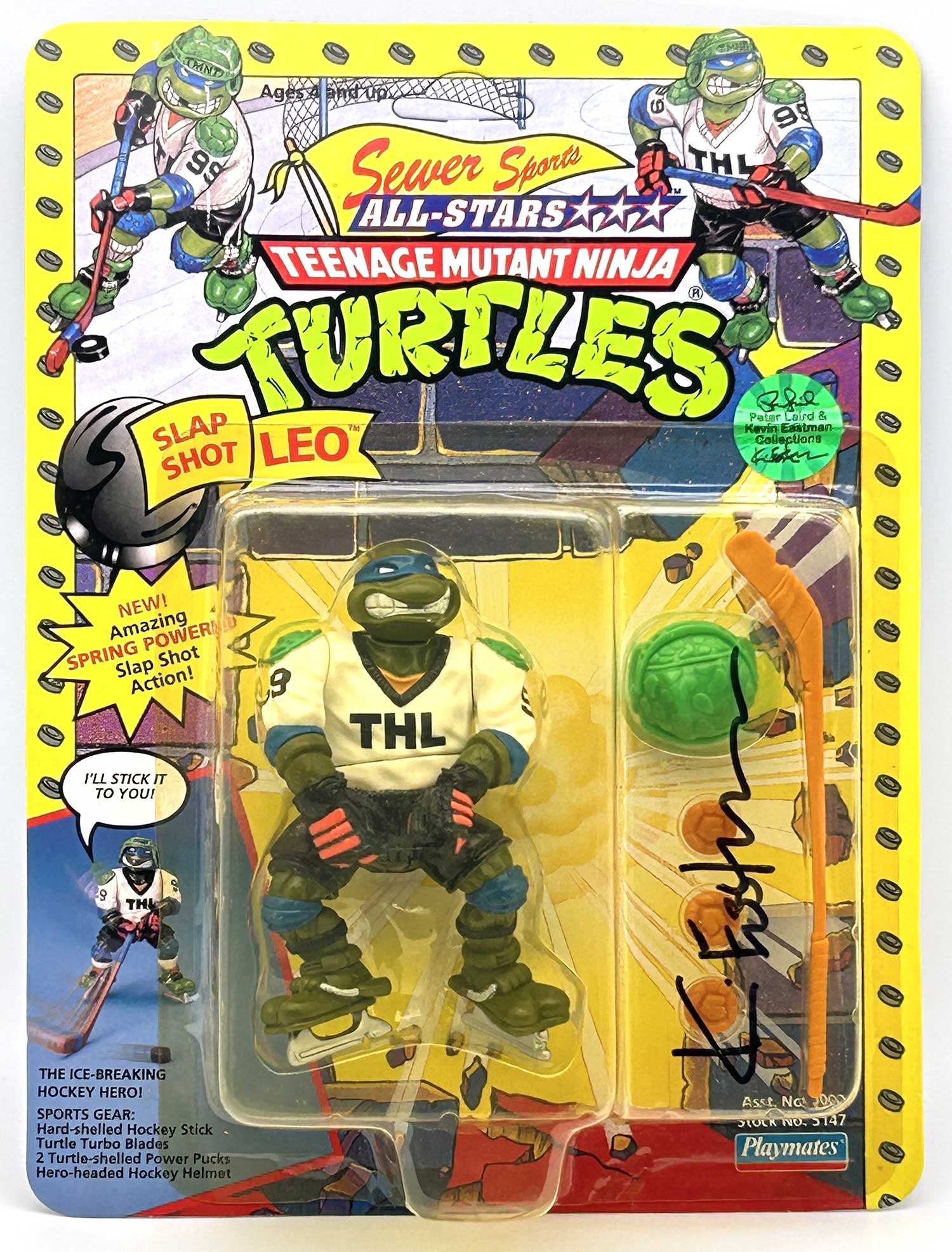 1991 Slap Shot Leo with Hologram COA Signed by Kevin Eastman