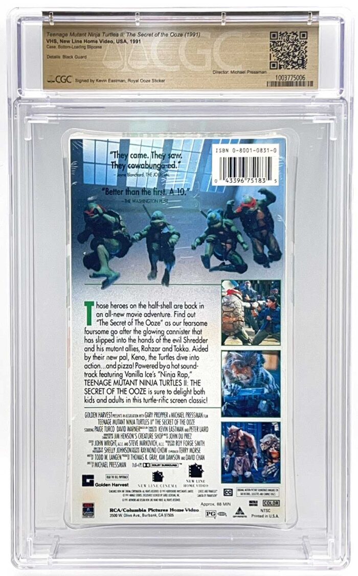 TMNT Movie 2: The Secret of the Ooze  1991 VHS CGC Pedigree Grade 9.6 SIGNED