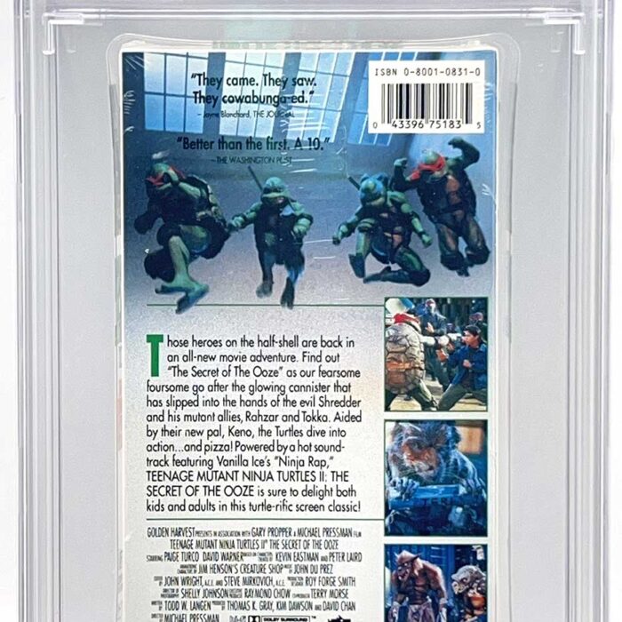 TMNT Movie 2: The Secret of the Ooze  1991 VHS CGC Pedigree Grade 9.6 SIGNED