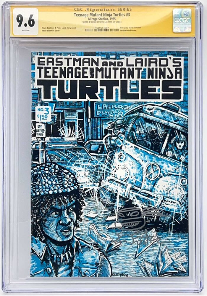 TMNT Book 3 CGC Signature Series 9.6 Signed with Gorgeous Remarque in popping silver ink