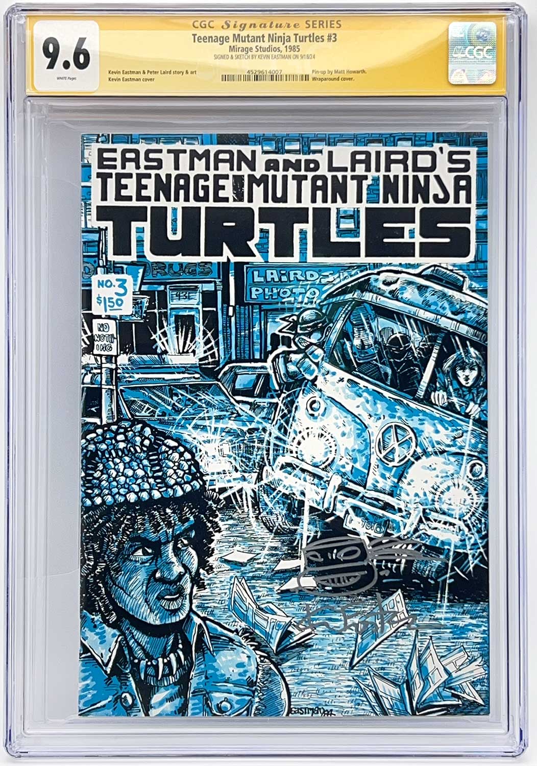 TMNT Book 3 CGC Signature Series 9.6 Signed with Gorgeous Remarque in popping silver ink