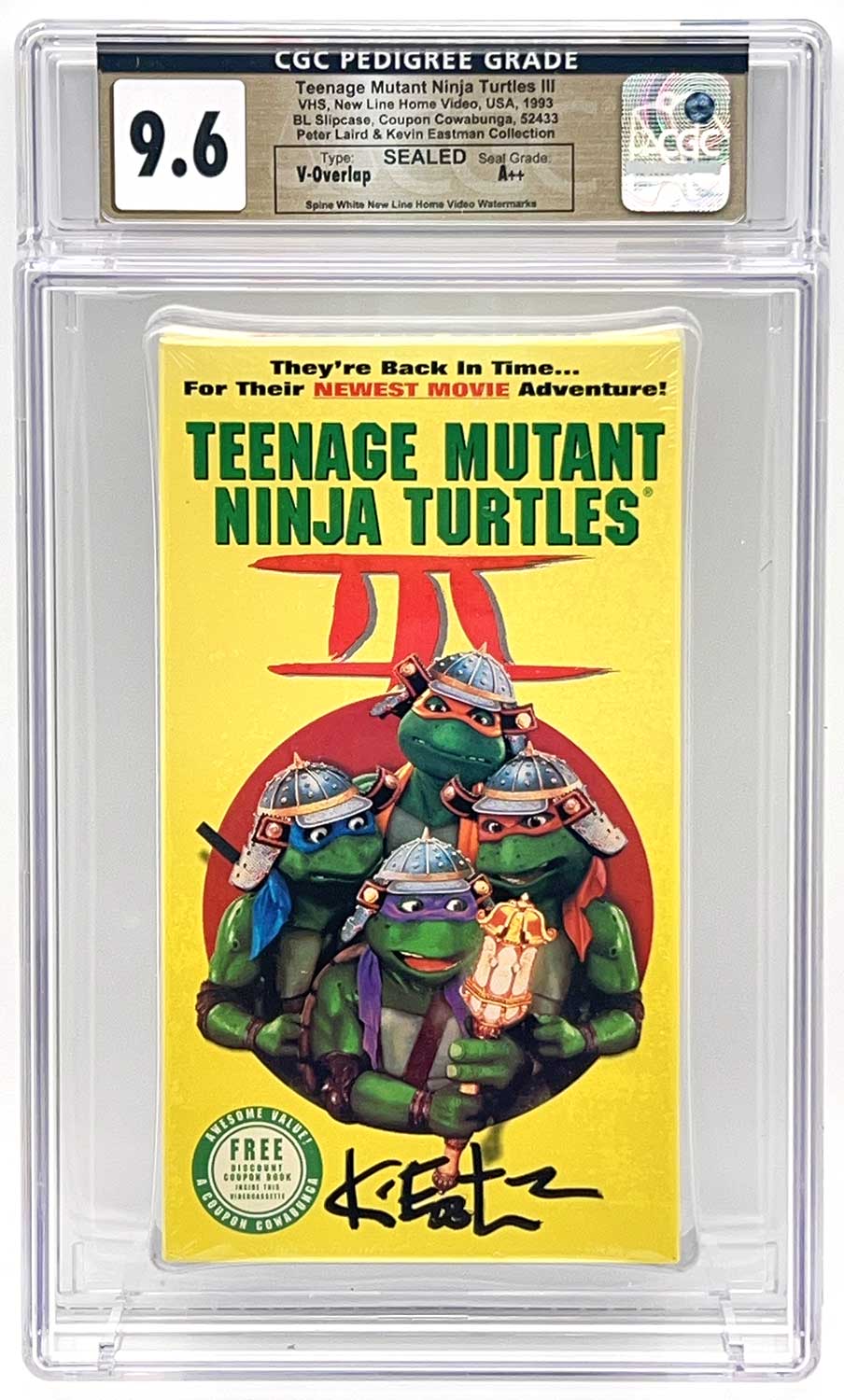 TMNT Movie III VHS CGC Pedigree Grade 9.6 SIGNED
