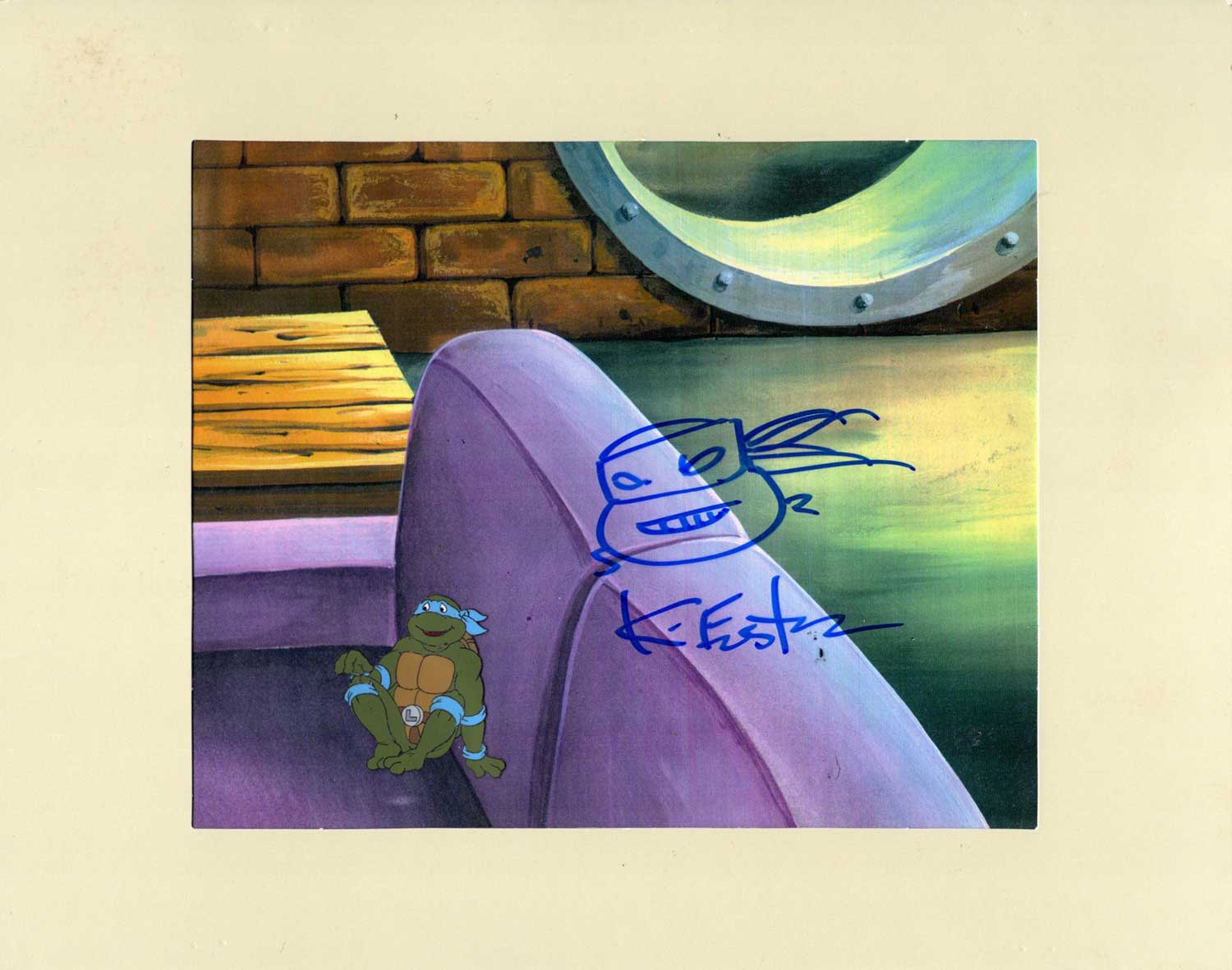 Leonardo Original Production Animation Art - SIGNED with a Headsketch Remarque