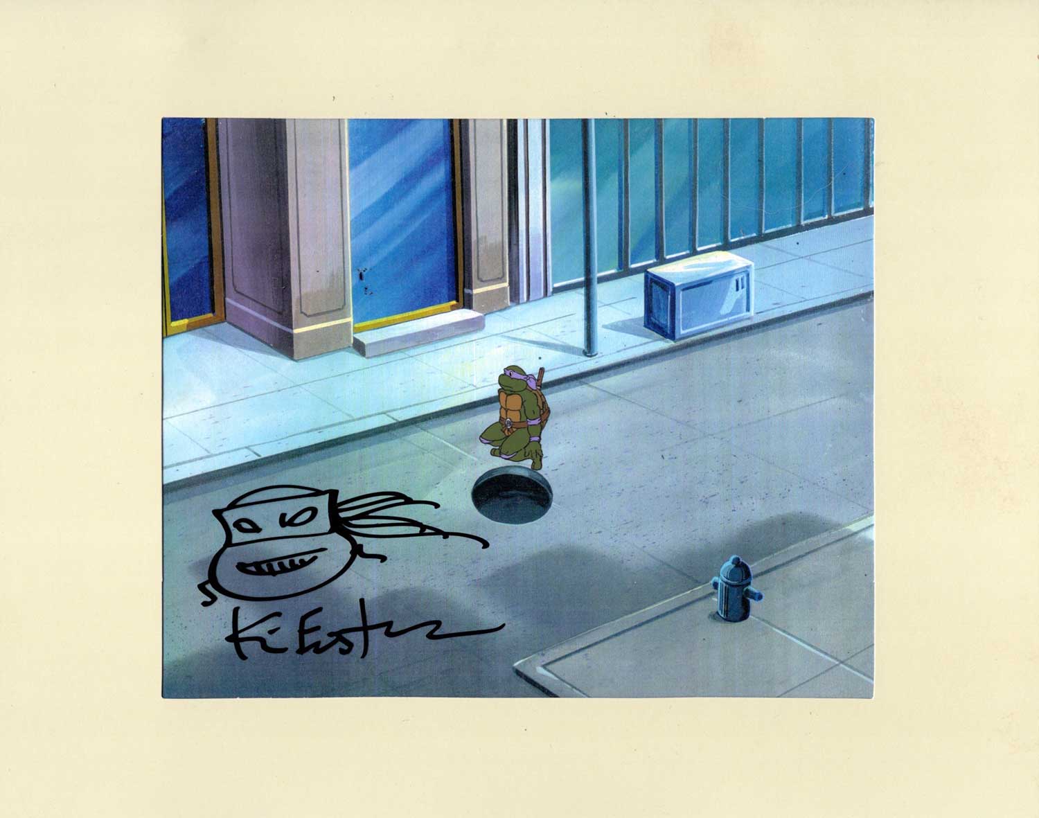 Donatello Original Production Animation Art - SIGNED with a Headsketch Remarque