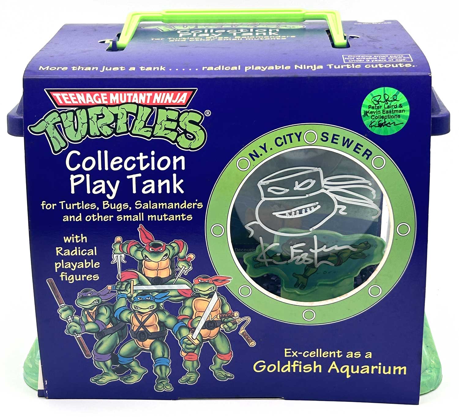 1993 Collection Play Tank with Hologram COA and JSA Signed with Remarque by Kevin Eastman