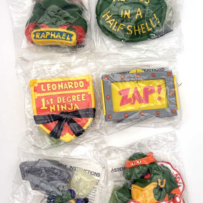 1989 Burger King Set of 6 Turtle RAD Badges Cowabundle