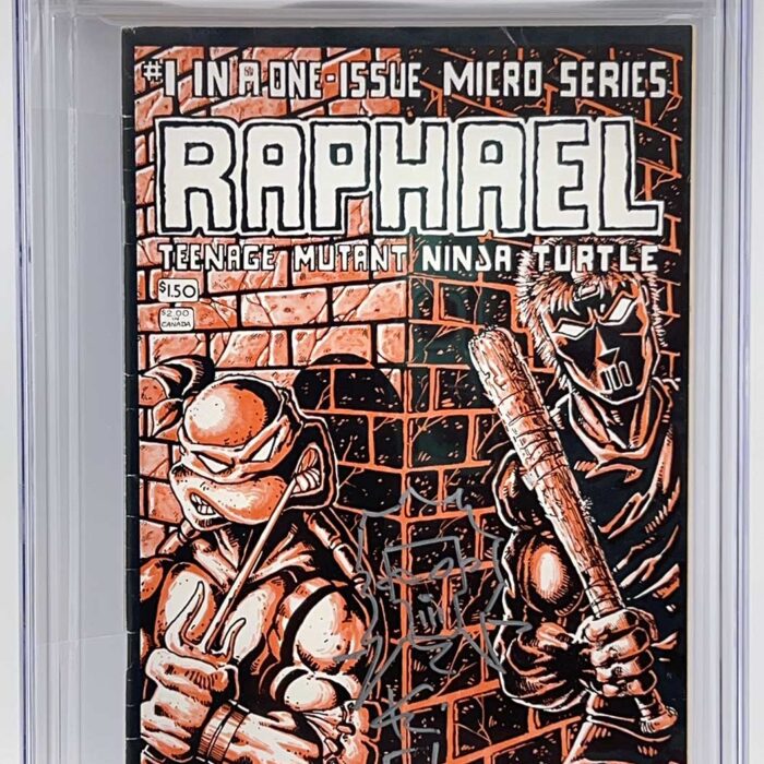 TMNT Raphael #1  CGC Graded 6.5 Signed with a Casey Jones head sketch – Cowabunga!!!