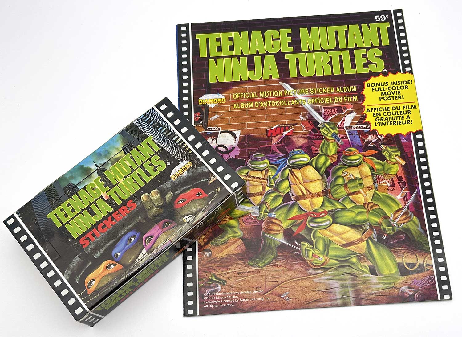 1990 Official Motion Picture Sticker Album AND Unopened Retailer Stickers Display Box
