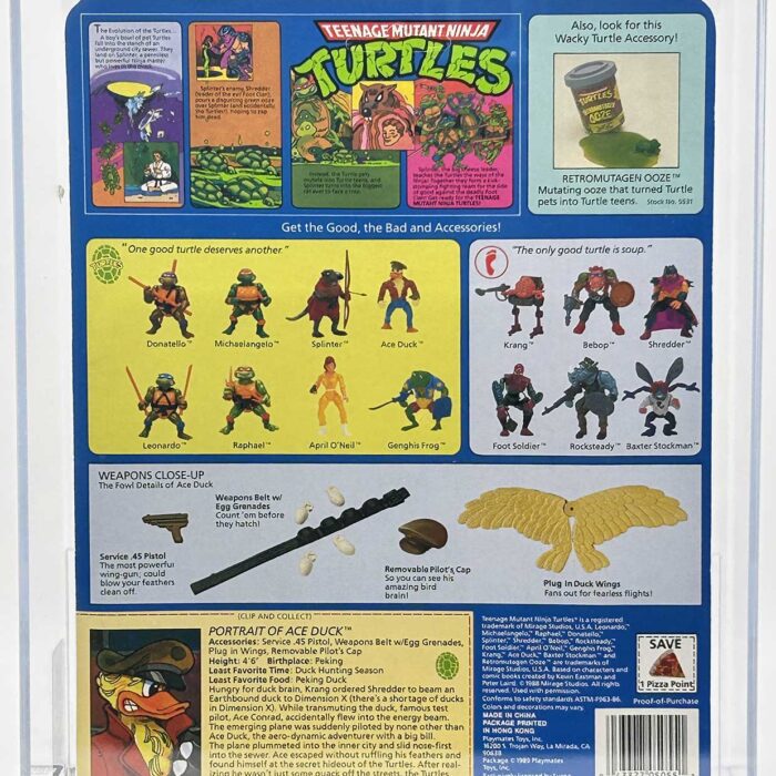 1989 Playmates TMNT Ace Duck 14 Back Hat Off Variant On An Unpunched Card with Laird/Eastman Pedigree AFA 85 Near Mint+