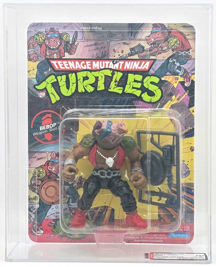 1988 Playmates TMNT Bebop Soft Head Pink Face 10 Back On An Unpunched Card with Laird/Eastman Pedigree AFA 75+ EX+ Near Mint