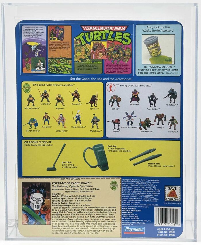 1989 Playmates TMNT Casey Jones 19 Back On An Unpunched Card with Laird/Eastman Pedigree AFA 85 Near Mint+