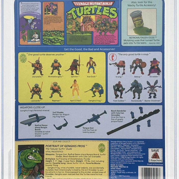1989 Playmates TMNT Genghis Frog 14 Back Black Belt Variant On An Unpunched Card with Laird/Eastman Pedigree AFA 85 Near Mint+