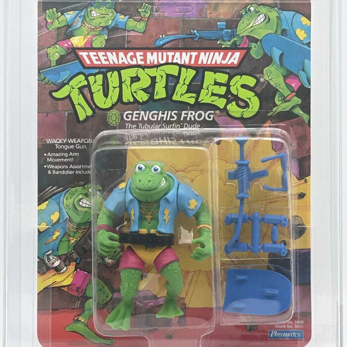 1989 Playmates TMNT Genghis Frog 14 Back Black Belt Variant On An Unpunched Card with Laird/Eastman Pedigree AFA 85 Near Mint+