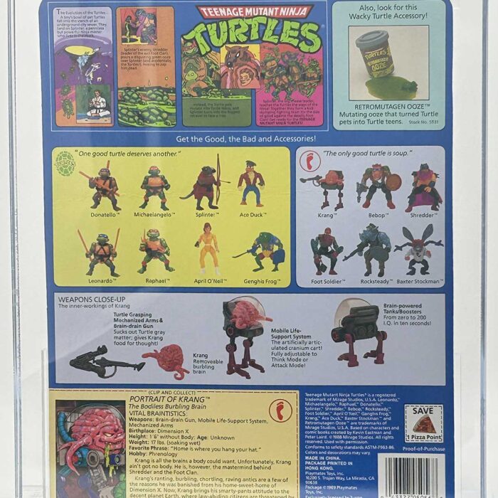 1989 Playmates TMNT Krang 14 Back On An Unpunched Card with Laird/Eastman Pedigree AFA 85 Near Mint+