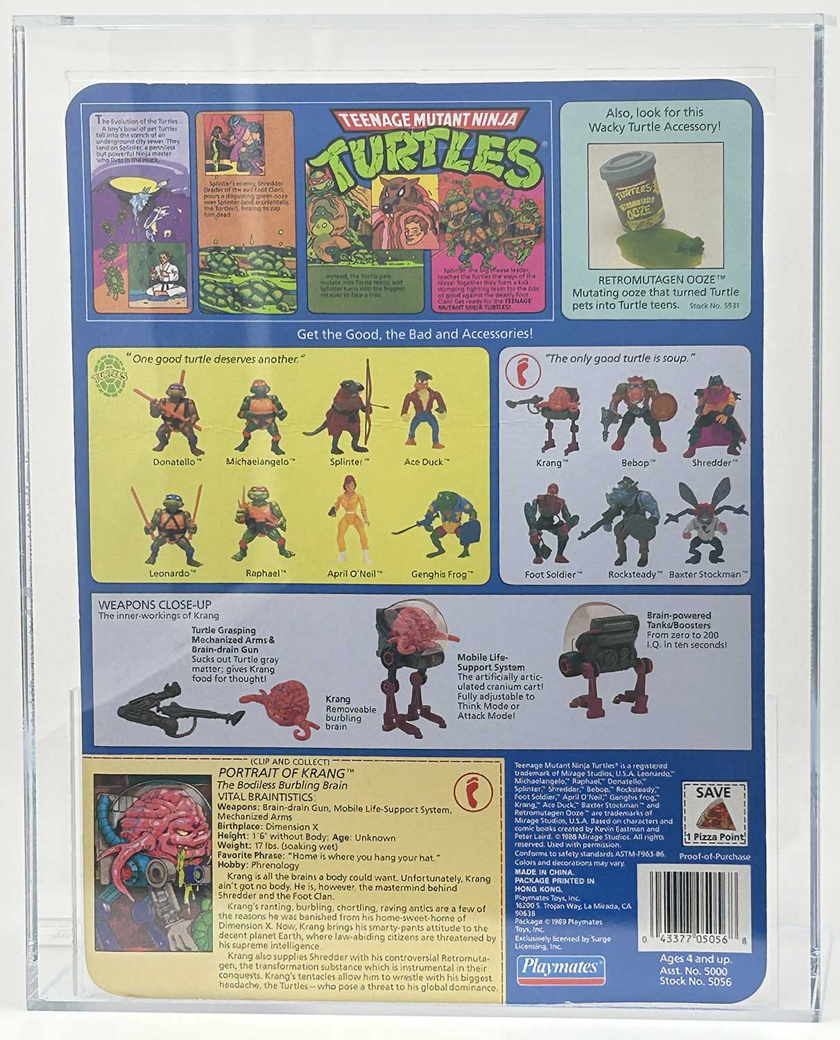1989 Playmates TMNT Krang 14 Back On An Unpunched Card with Laird/Eastman Pedigree AFA 85 Near Mint+ - Image 2