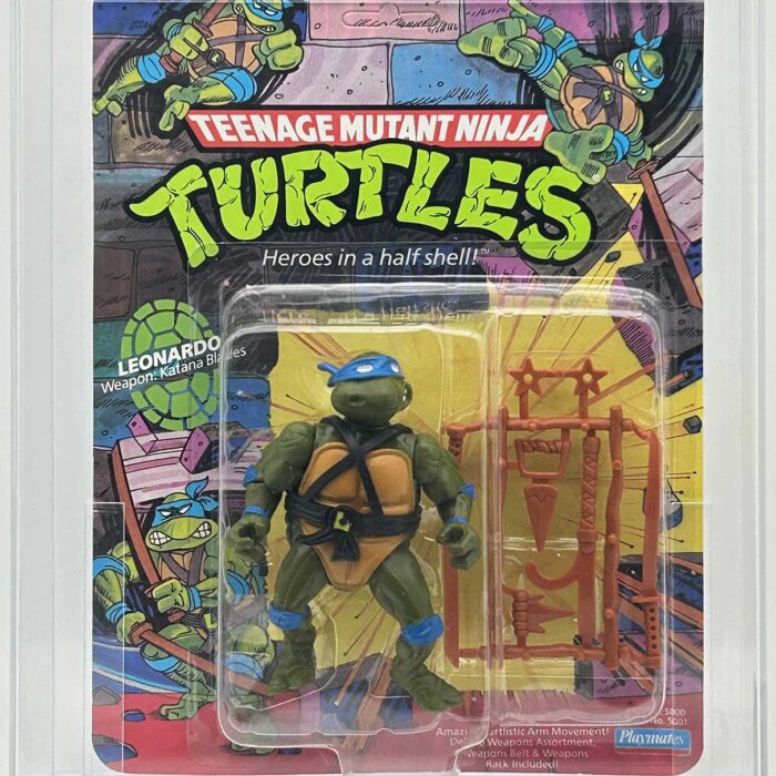 1988 Playmates TMNT Leonardo 10 Back On An Unpunched Card with Laird/Eastman Pedigree AFA 85 Near Mint +