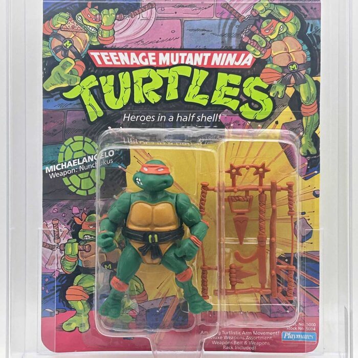 1988 Playmates TMNT Michaelangelo 10 Back On An Unpunched Card with Laird/Eastman Pedigree AFA 85 Near Mint +