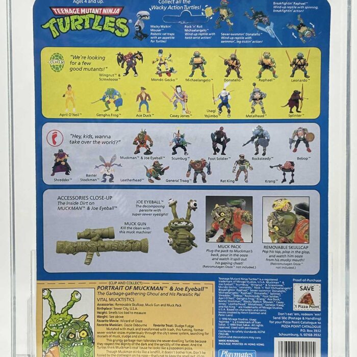 1989 Playmates TMNT Muckman and Eyball Joe 28 Back On An Unpunched Card with Laird/Eastman Pedigree AFA 80 Near Mint