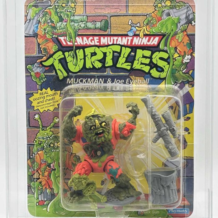 1989 Playmates TMNT Muckman and Eyball Joe 28 Back On An Unpunched Card with Laird/Eastman Pedigree AFA 80 Near Mint